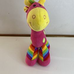 Gerry Giraffe Bright Stripes Hot Pink 12”