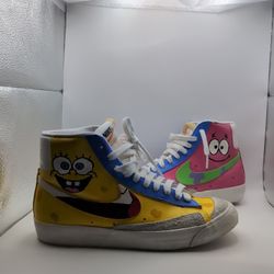 Custom Hand-Painted Nike Blazer Mid '77 - SpongeBob & Patrick Edition Women's 8
