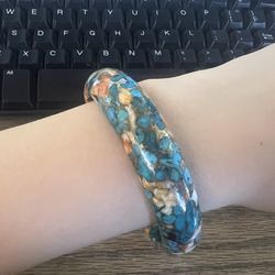 Blended Turquoise and Spiny Oyster Shell Bangle Bracelet