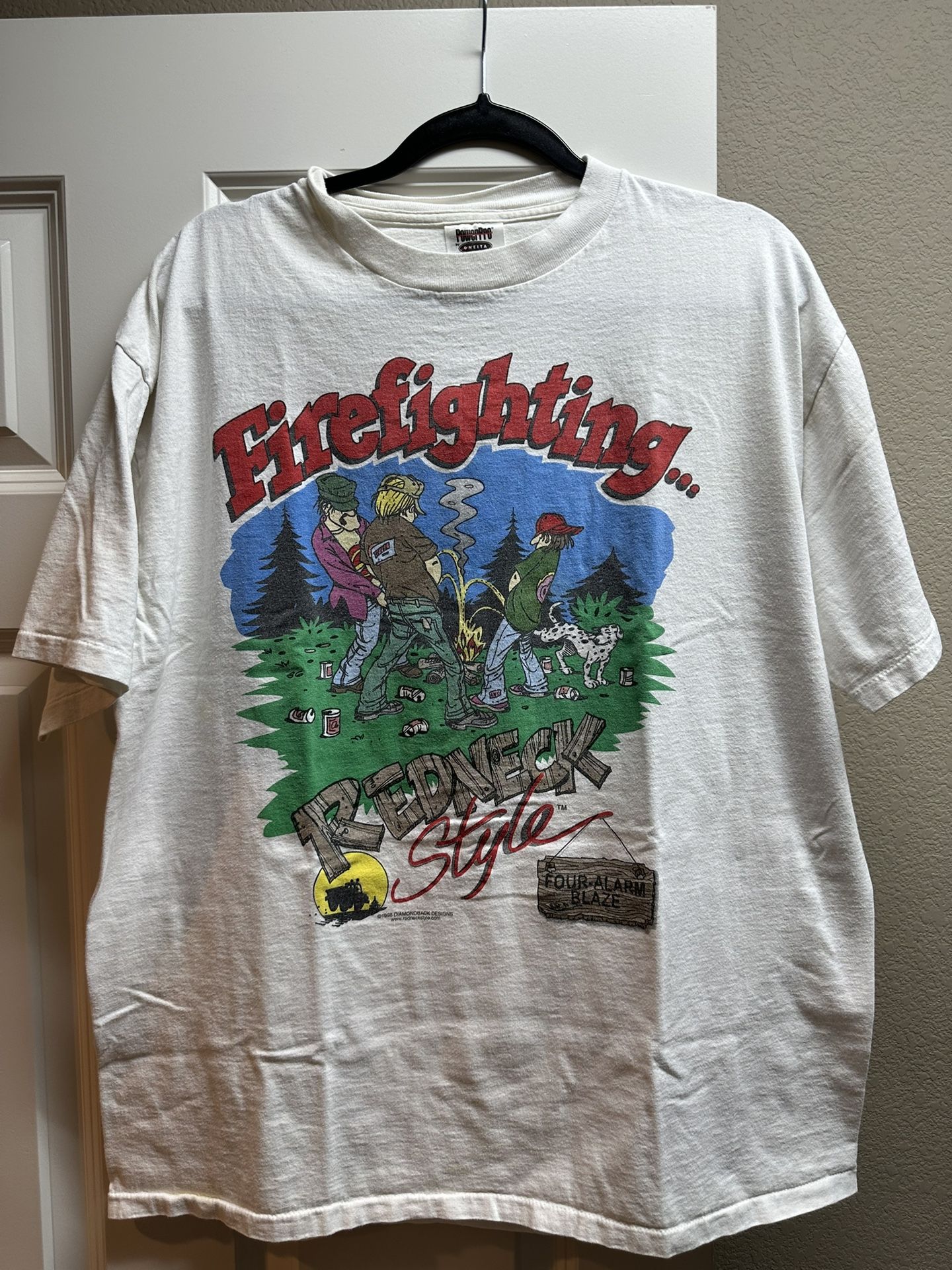 Vintage 1998 Redneck Firefighting Funny Tee