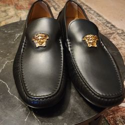leather versace loafers 