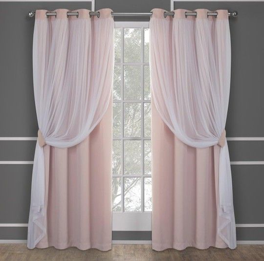 Rose Blush Double Layered Darkeing Curtains