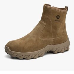 DINGGU Men's Steel Toe Work Boots Size 13 Brown