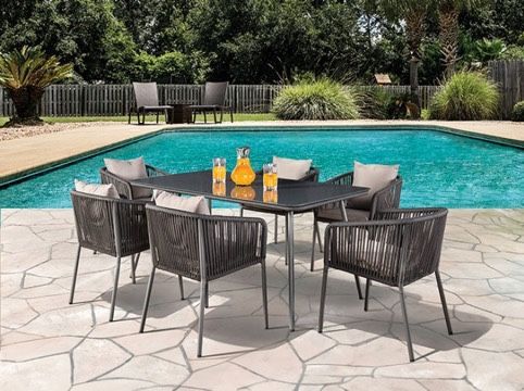 Patio Outdoor 7 piece Dining Set Pool Water UV Resistant