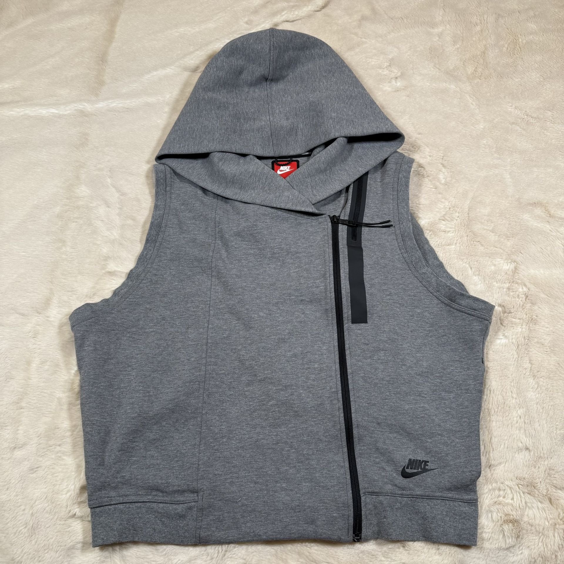 Nike Sportswear Women Tech Fleece Heather Grey Hoodie Vest 689067 091 Size XL