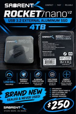 Sabrent Rocket Nano V2 4TB External SSD – Brand New
