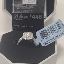 Sterling Silver 1CTTW Diamond Ring  (New)