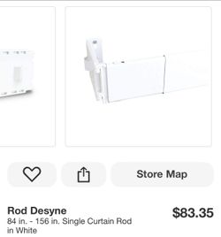 Rod Desyne Single Curtain Rod White 84–156 in.