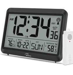 Digital atomic clock w outside temp sensor