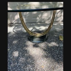 MCM Table Glass, Brass, And Marble