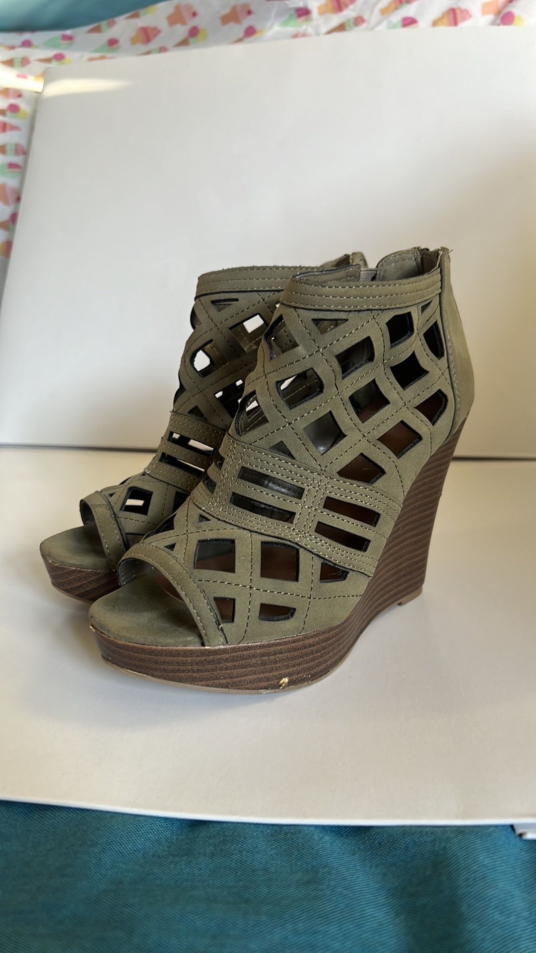 Green Wedge Heels JASMIN Brand Size 5 1/2