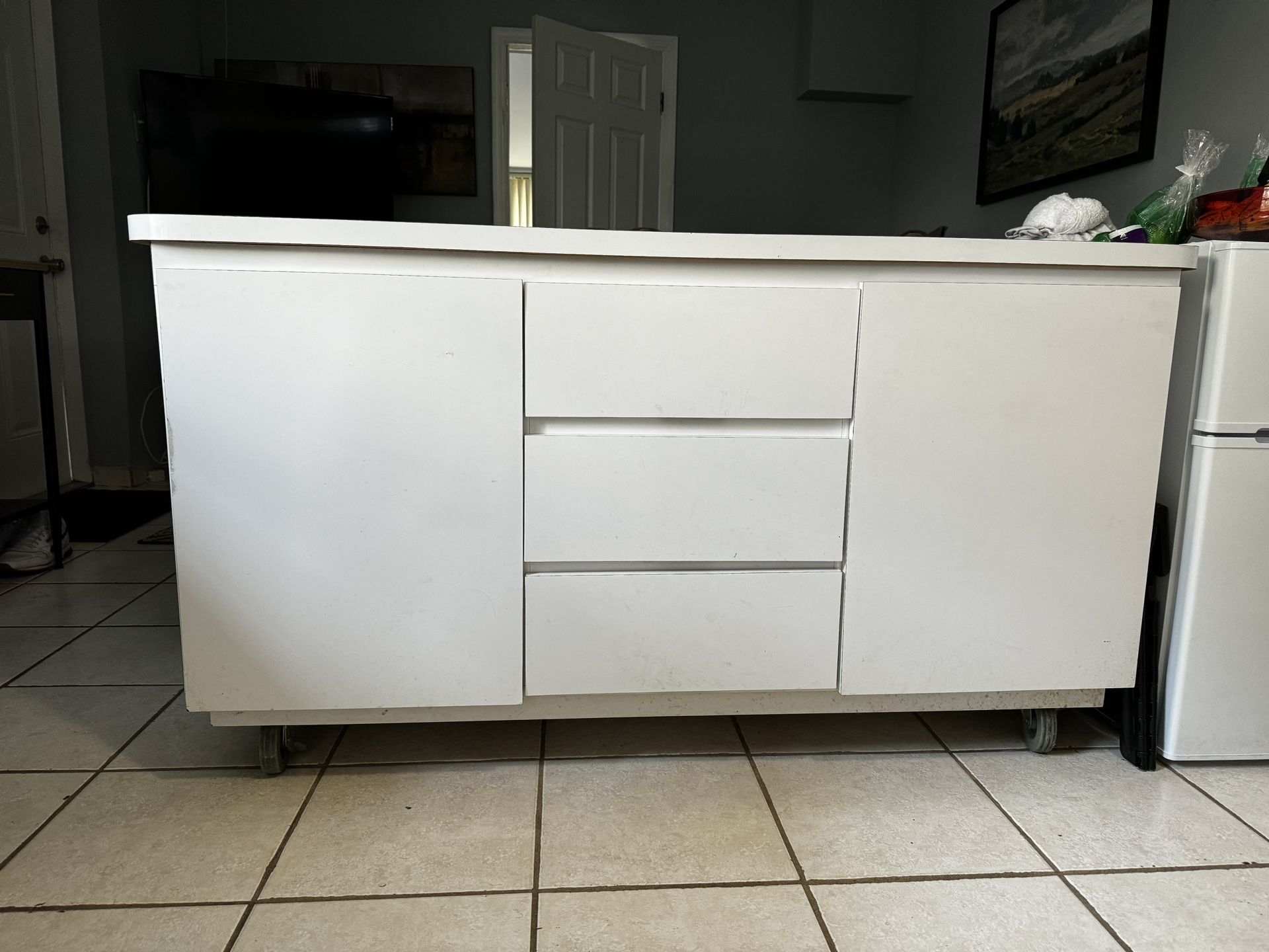Sideboard Buffet Cabinet with Storage, 60" Large Kitchen Storage Cabinet with 3 Drawers and 2 Doors