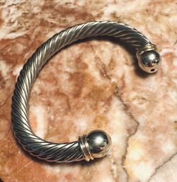 Silver Cable Classic Twisted Rope Open Cuff Bangle Bracelet