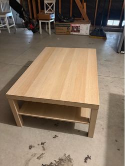Modern Light Wood Coffee Table with Storage Shelf
