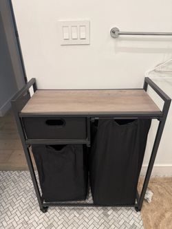 3-Section Laundry Hamper Sorter with Shelf & Pull-Out Baskets