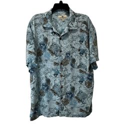 Island Shores Hawaiian Short Sleeve Blue Shirt Mens Sz XL