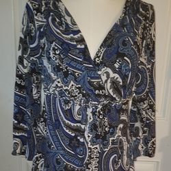 Constance Marie Paisley Long Sleeve Blouse/Top (Size L)
