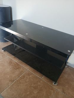 Heavy Smoked Black Glass TV Stand 