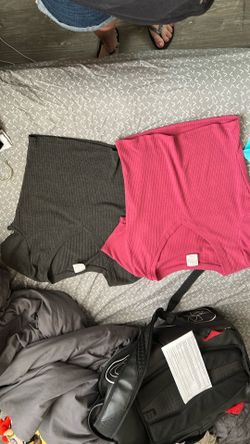 2 shirts pink and charcoal v neck
