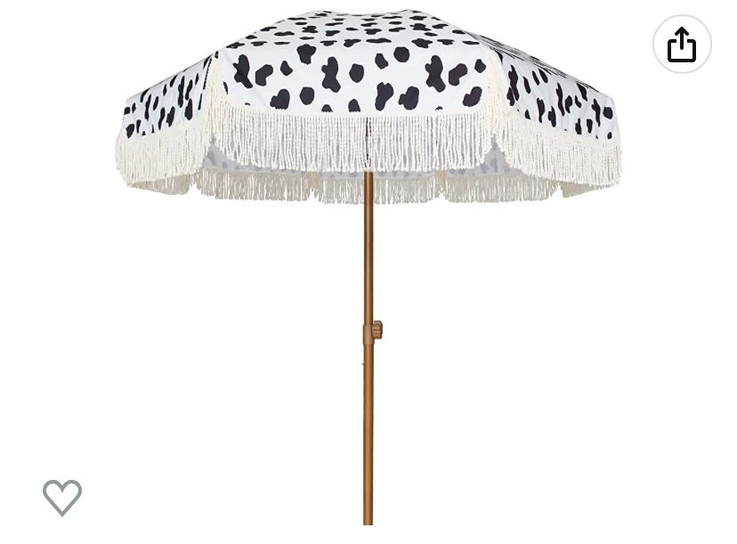 Ammsun 7ft Patio Umbrella Outdoor Tassel Cow Polka Dots