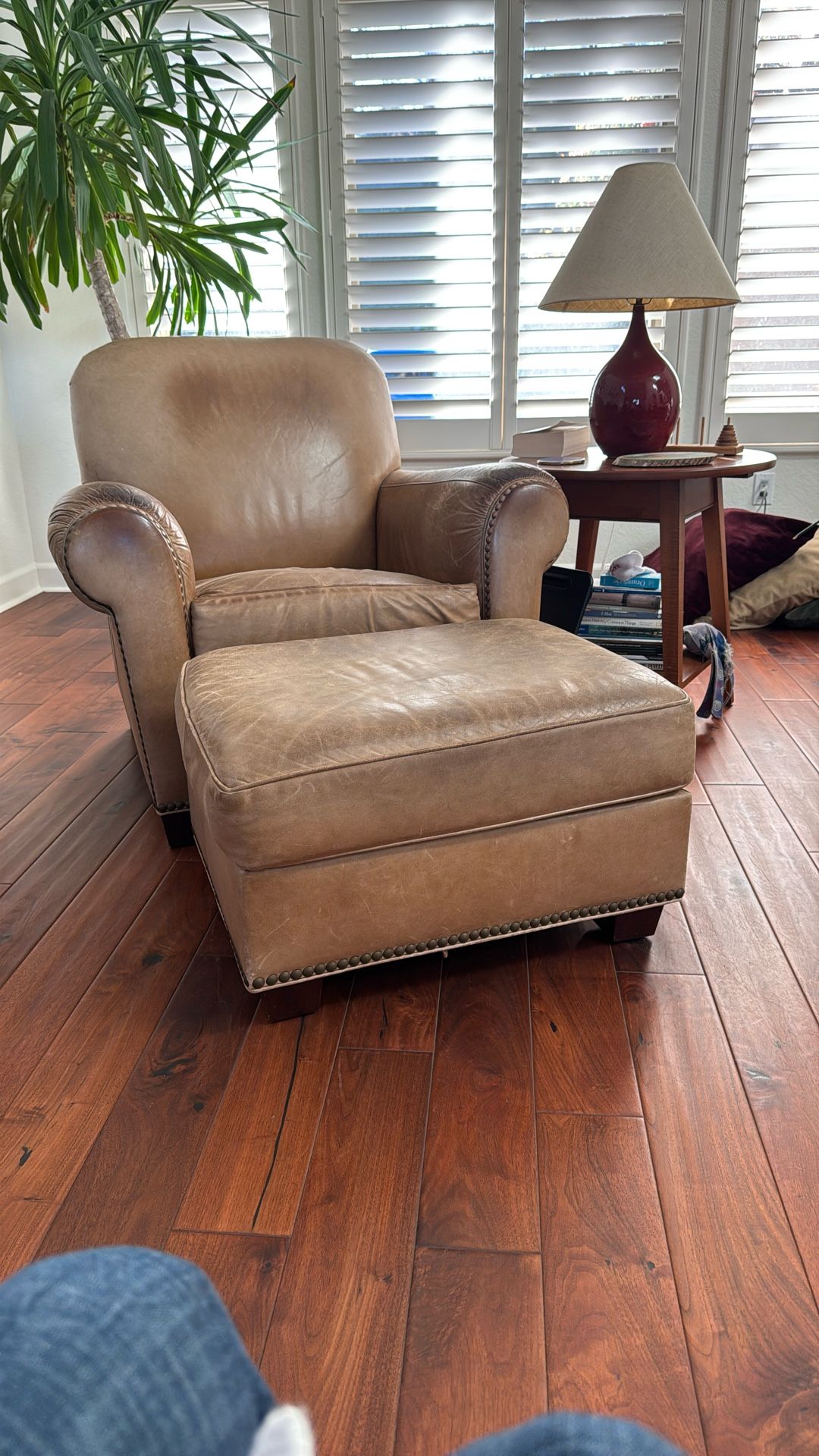 Free Leather Chair & Ottoman