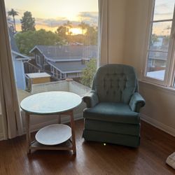 Two 2 Vintage Teal Swivel Chairs