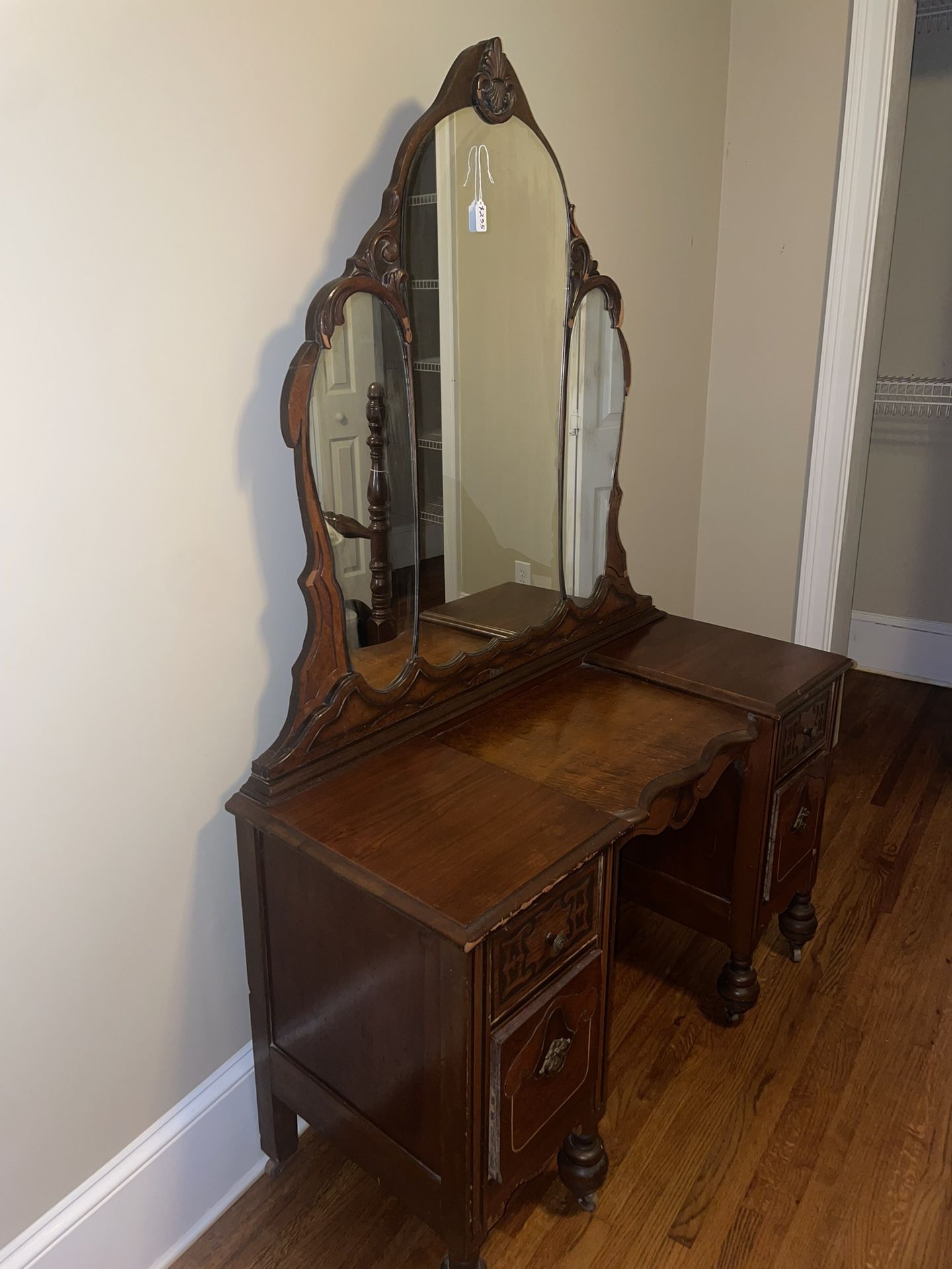 Vintage Wooden Vanity with Mirror