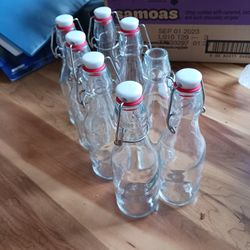 Set Of 8 Swing Top Glass Botttles