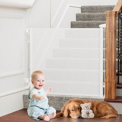 34” Tall x 54” Wide White Retractable Baby and Pet Safety Gate - Brand New in Box
