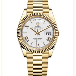 Rolex Men's Day Date President 40mm Yellow Gold White Roman ( receipt included )