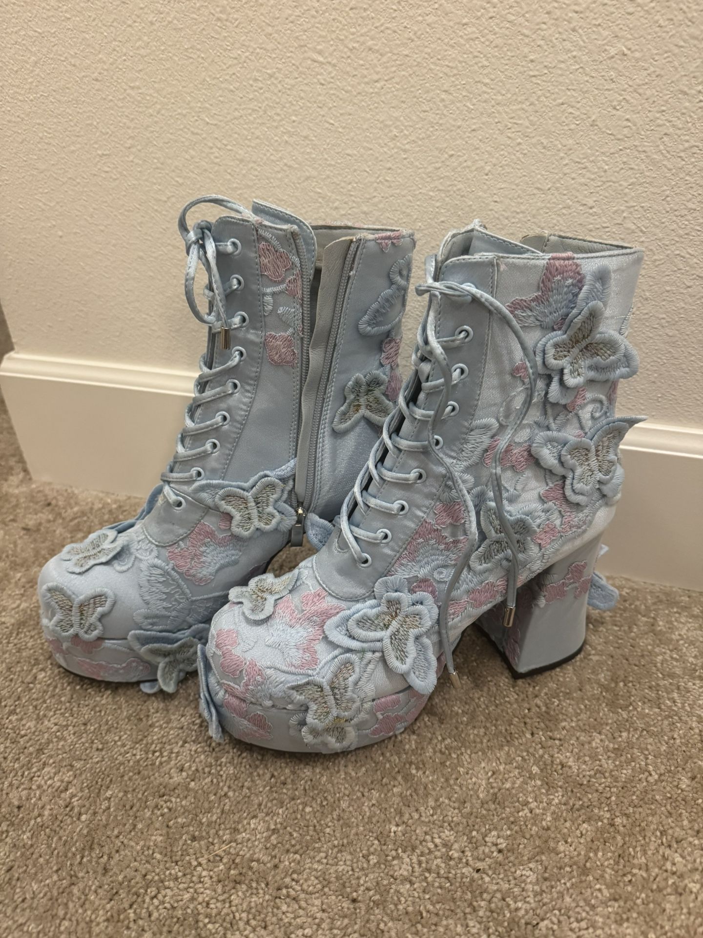 Dolls Kill Sugar Thrillz Take Me Away Butterfly Platform Boots
