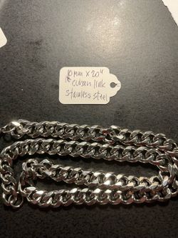 New 10mm x 20” Cuban Stainless Steel Chain