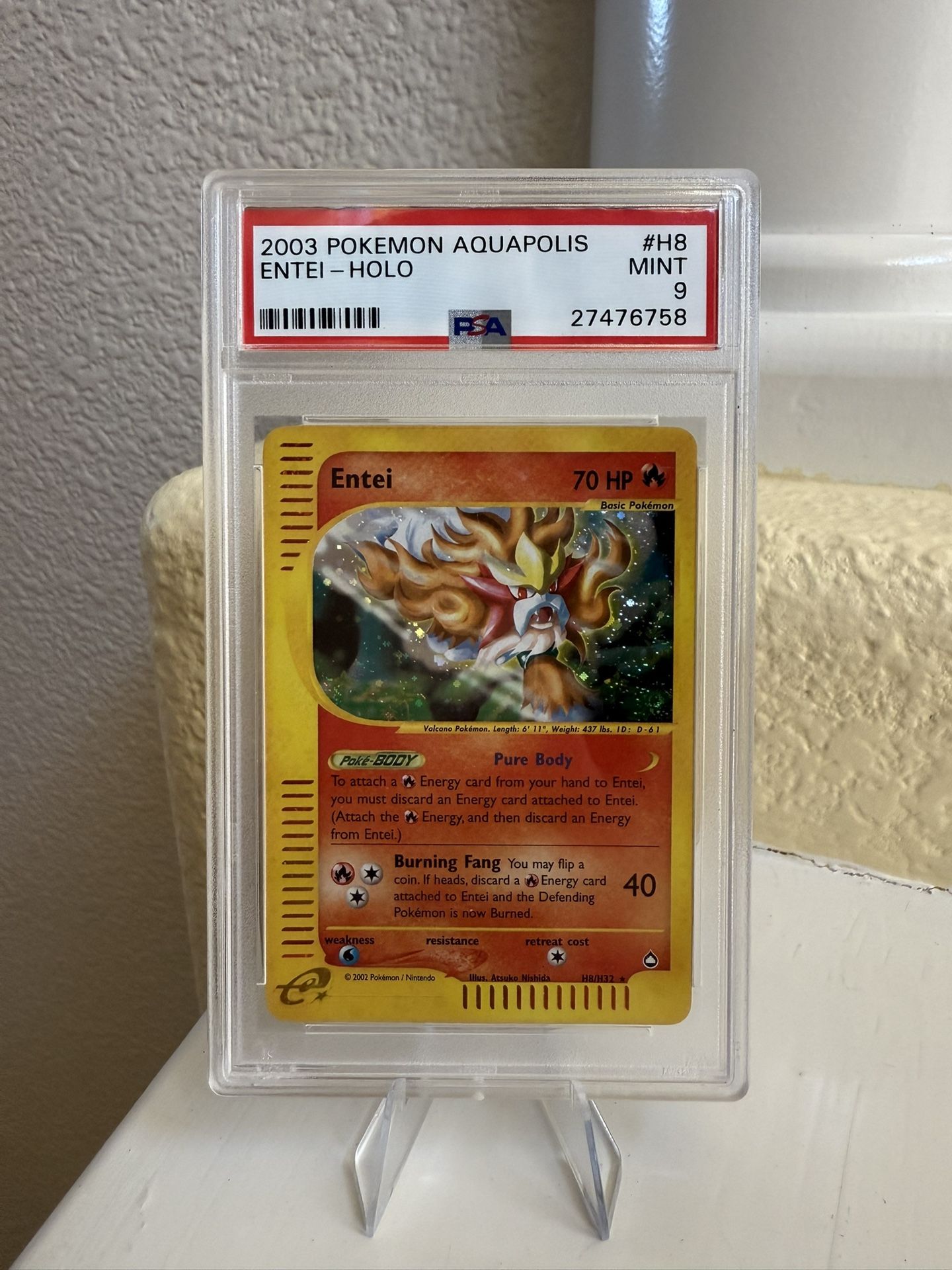 PSA 10 2003 Aquapolis Entei H8/H32 HOLO Pokemon Card