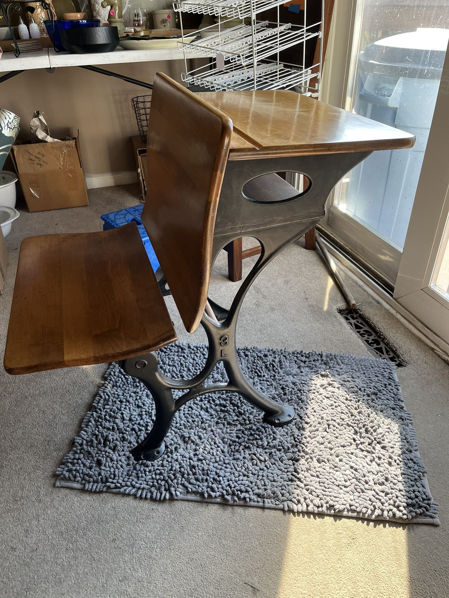 Antique child’s row school desk