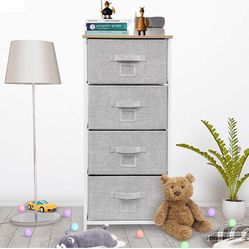 Bigroof Dresser for Bedroom Storage Organizer Fabric Dresser for Closet Chest of Drawers - Steel Frame Wood Top Gray