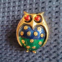 Cloisonne Enamel Owl Pin/Brooch