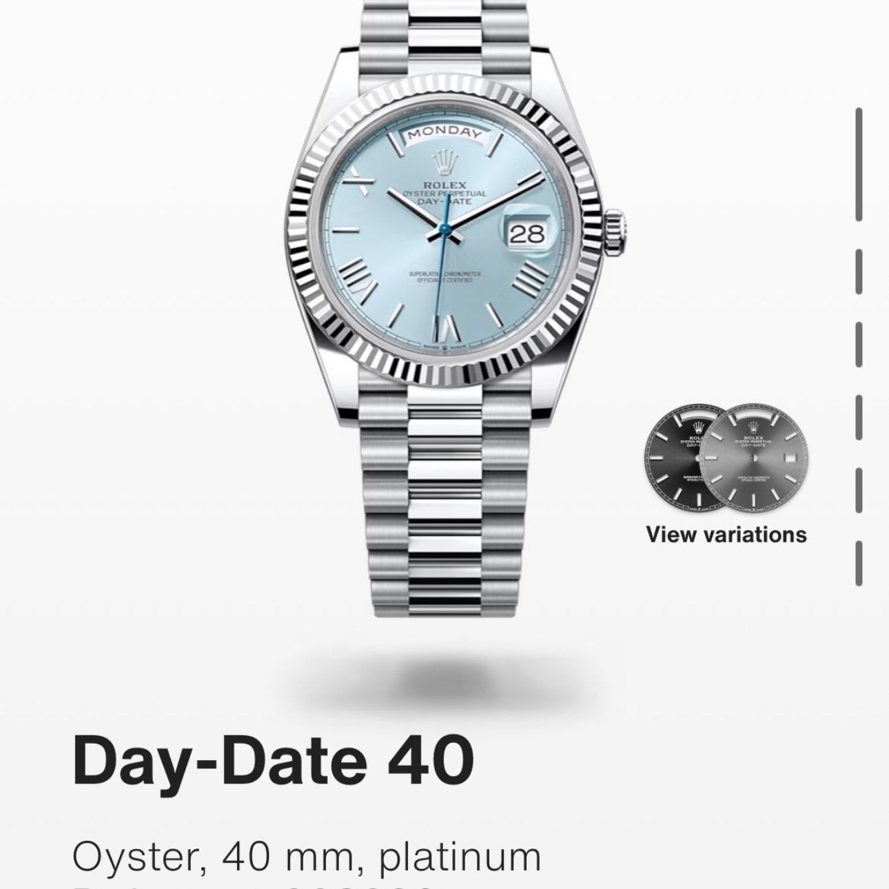 Rolex Day-Date 40 Oyster, 40mm Platinum