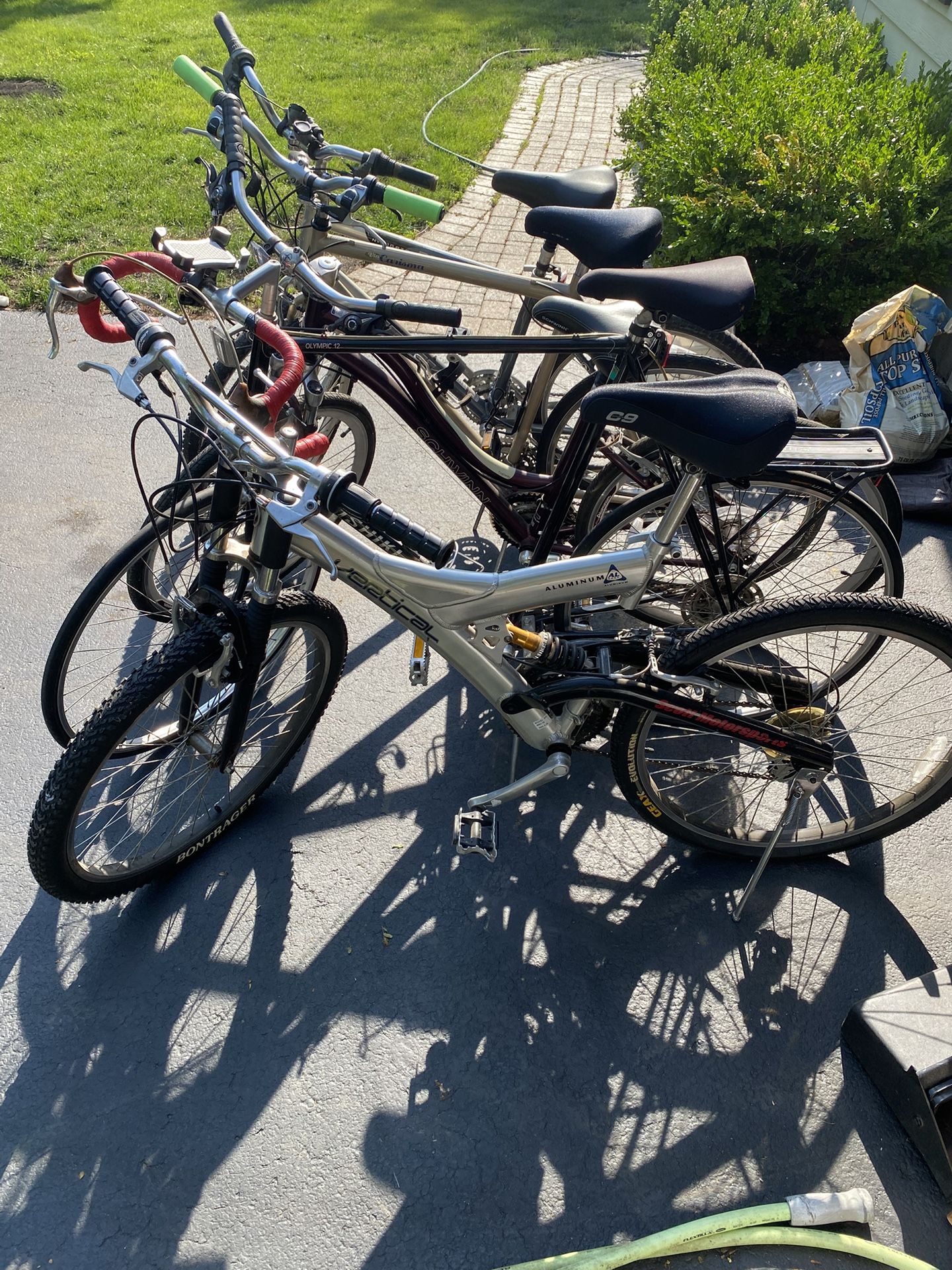 5 Bicycles: Trek, Nishiki, Univega, Schwinn, Vertical