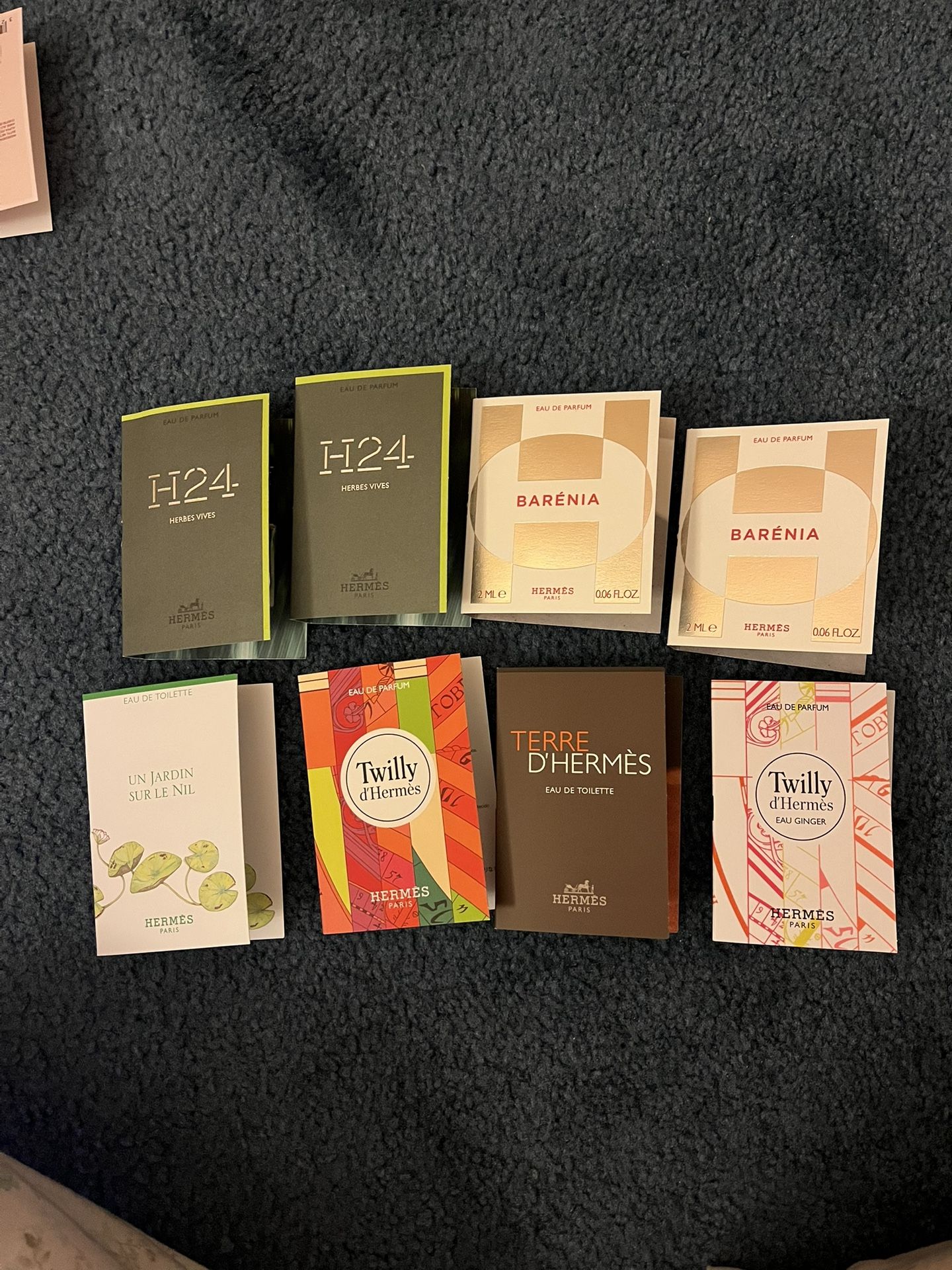 HERMES Perfume/Cologne Collection Sample Vials - 8 Set.