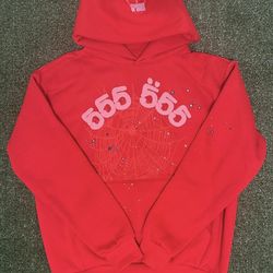 Red sp5der hoodie, excellent condition, medium sized