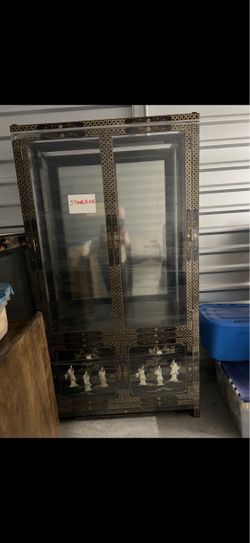 Beautiful 72” x 24” inlaid doors (with lighted top) China hutch $50.00
