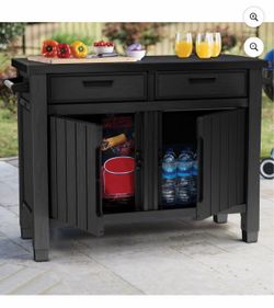 Keter Outdoor Grill Table, Buffet, Entertainment and Storage Cabinet