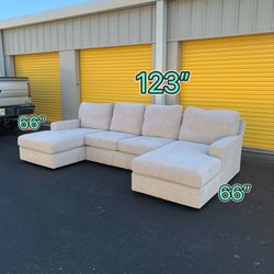 Large Heather Gray Sectional Sofa Couch OBO
