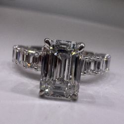 3.55 CTW F VS1 emerald cut lab diamond half eternity band Engagement Ring