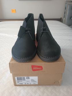 New Clarks Men Desert Boot black suede Shoes Sz 11 M