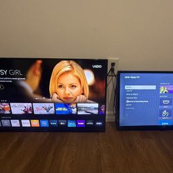 2 Smart TVs  43 Inch  Vizio And  32 Inch onn