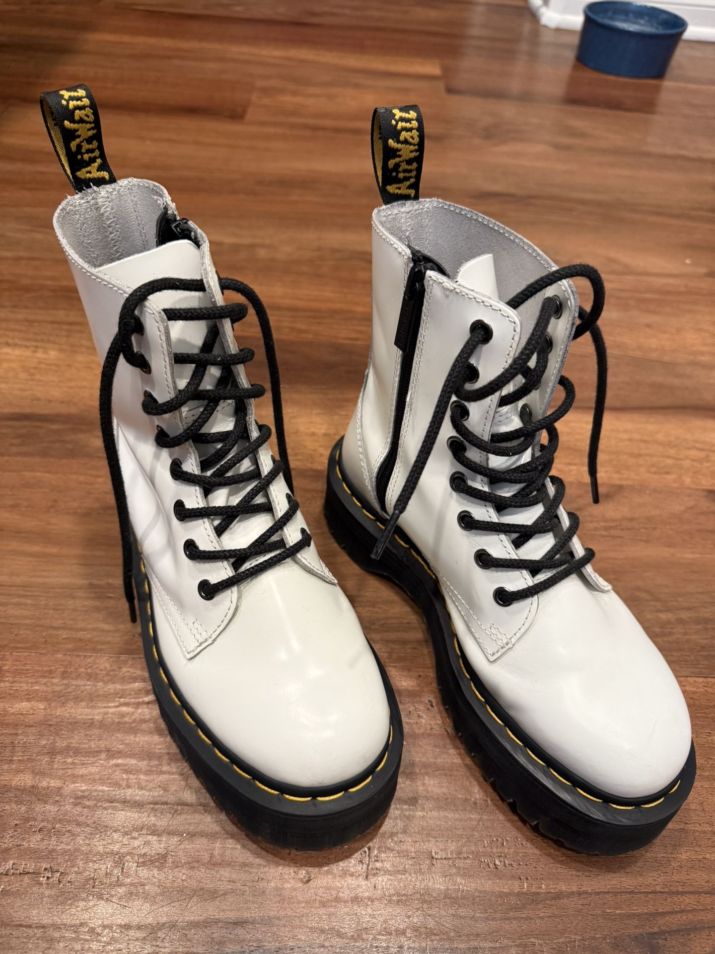 Dr. Martens Jadon Lace-Up Platform Boots in White