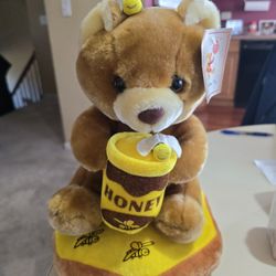 TEDDY BEAR BEE HONEY POT SHALOM VINTAGE 