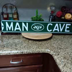 NY JETS FAN!!! Beautiful  JETS MAN CAVE SIGN , BEER MUG  And A  SALVINO'S Bammers Collector's Bear All For $75 Obo
