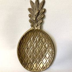 Vintage Solid Brass Pineapple Trinket Tray Dish Decor